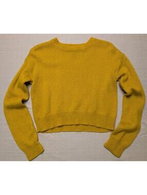 Forever 21 Crop Sweater Mustard Yellow Large